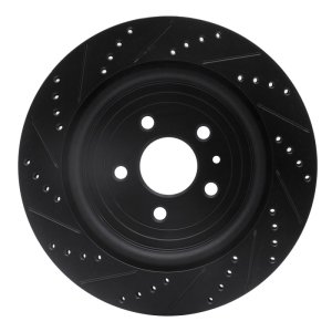 Ford Flex Brake Rotor (1) - Rear Right - R1 Concepts - Drilled & Slotted - Black - `13-`19